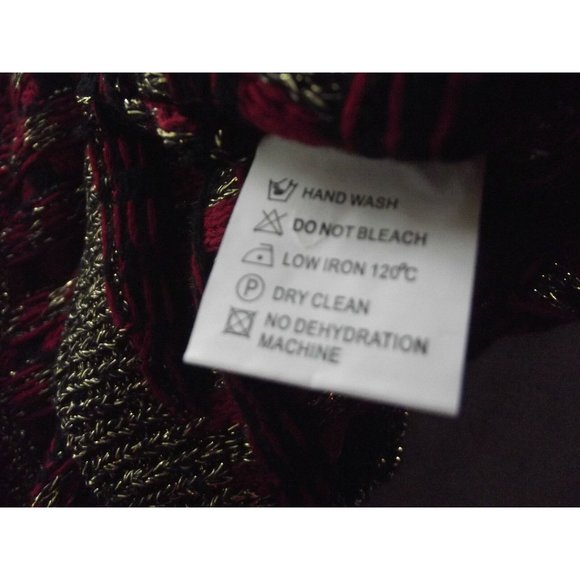 Womens Medium Red Black Gold Woven Plaid Acrylic Button Front Cardigan Sweater m - Picture 7 of 7